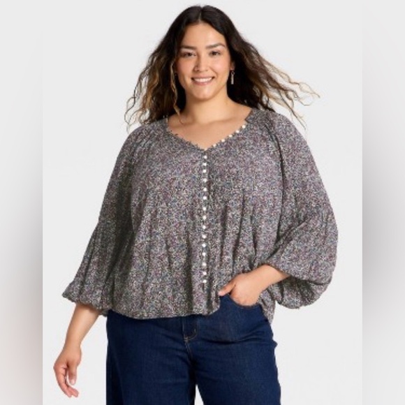 New Universal Thread Multicolor Button-Up Blouse - Picture 3 of 6